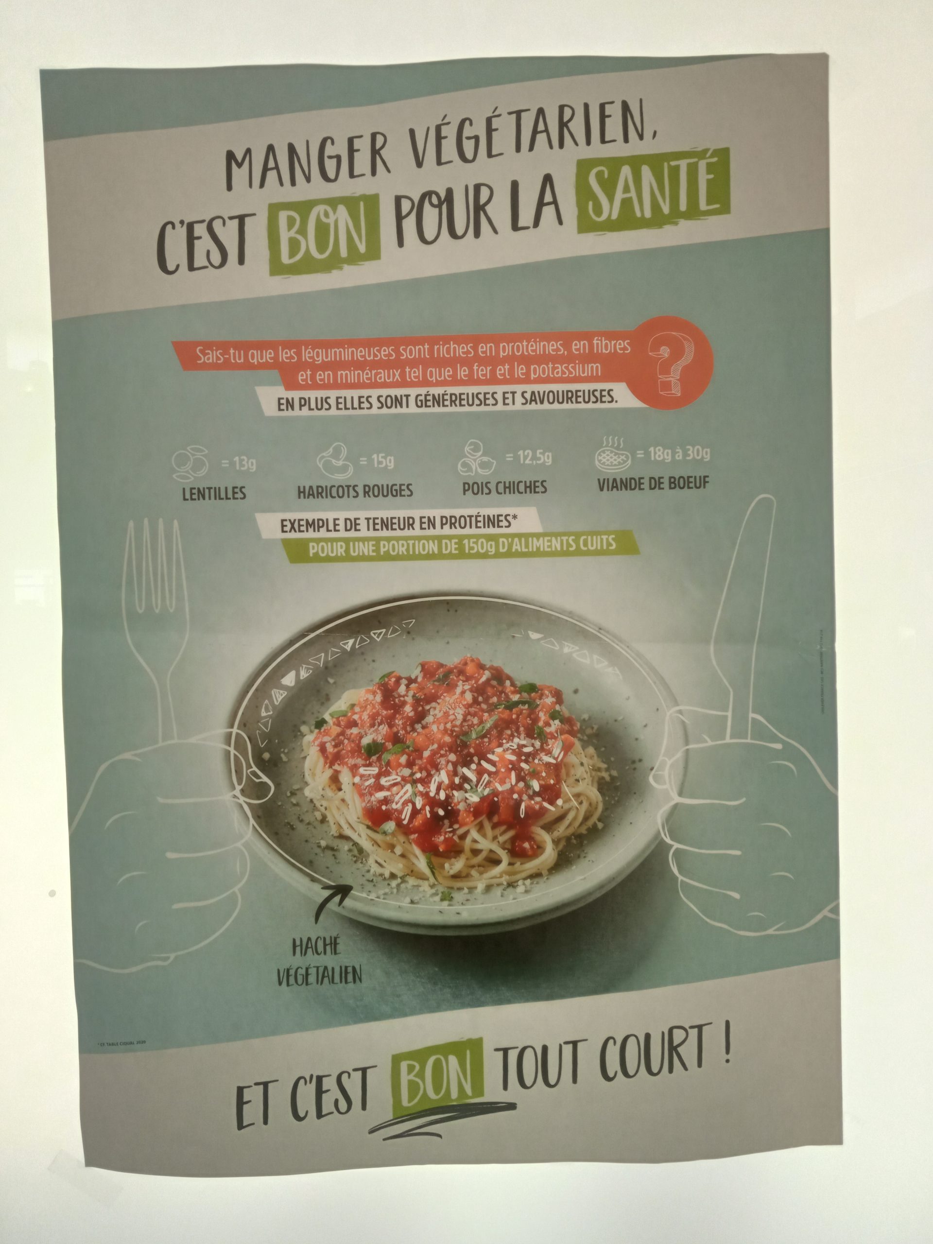 Affiche pour les repas végétarien à la cantine